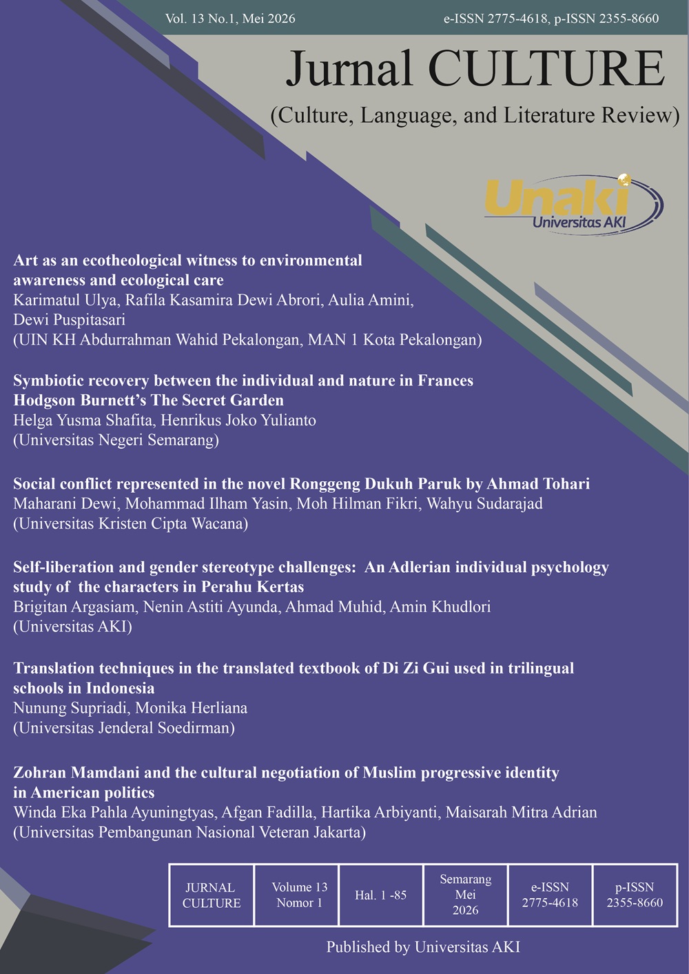 Jurnal CULTURE (Culture, Language, and Literature Review)